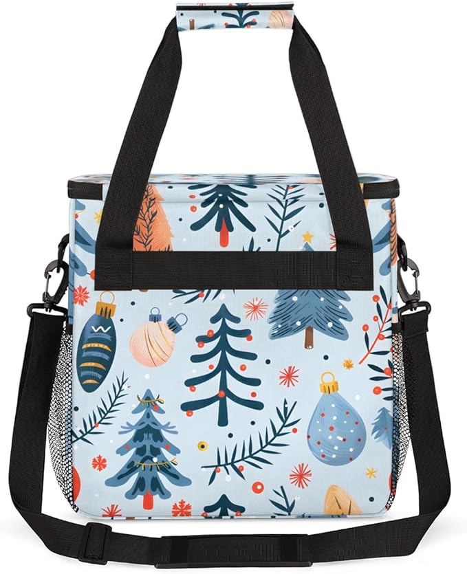 Christmas Festivals Coffee Maker Carrying Bag Cartoon Tree Travel Storage Bag Compatible with K-Mini or K-Mini Plus Single Serve Coffee Brewer Carrying Case with Multiple Pockets &amp Shoulder Stra