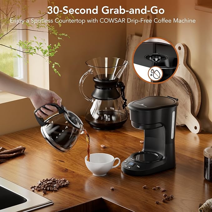 COWSAR Compact Coffee Machine5 Cup Drip Coffee Maker with Timing Function2H Auto Power-off 2H Keep WarmPause &amp Brew Reusable Filterand Drip-Free Carafe Black - 3710H - Commercial Performanc