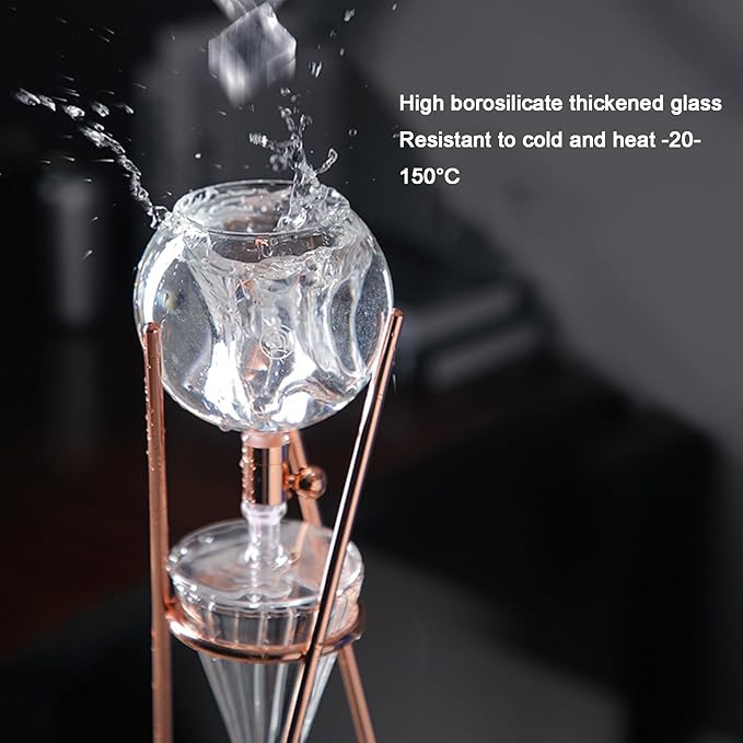 Cold Brew Coffee Tower 500ml Ice Coffee Machine with Slow Drip Technology Stainless Steel Stand Glass Pot Hand-Flushed Espresso Makes 3-5 Cups