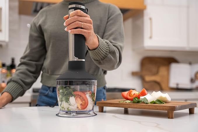 Blendtec Immersion Blender - Handheld Stick Blender Whisk and Food Processor - Includes 3 Attachments 20 oz BPA-Free Jar and Storage Tray - Stainless Steel