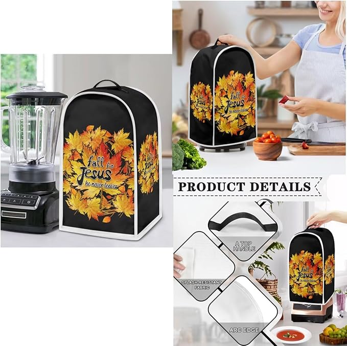 Unique Toaster 2 Slice Thanksgiving Day Decorations Set Blender Bread Toaster Cover Slow Cooker Cover Fit for Most 6-8 Qt Slow Cookers Fall for Jesus He Never Leaves (Black)
