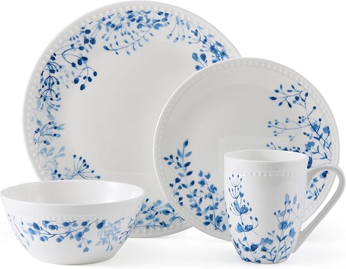 Mikasa Taryn Bone China Lightweight Chip Resistant 16 Piece Dinnerware Set Service For 4