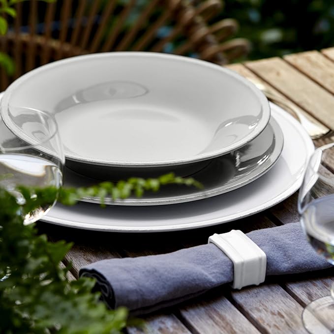 Costa Nova Ceramic Stoneware 5-Piece Place Setting Service for 1 - Friso Collection Grey | Microwave &amp Dishwasher Safe Dinnerware Set | Food Safe Glazing | Restaurant Quality Tableware