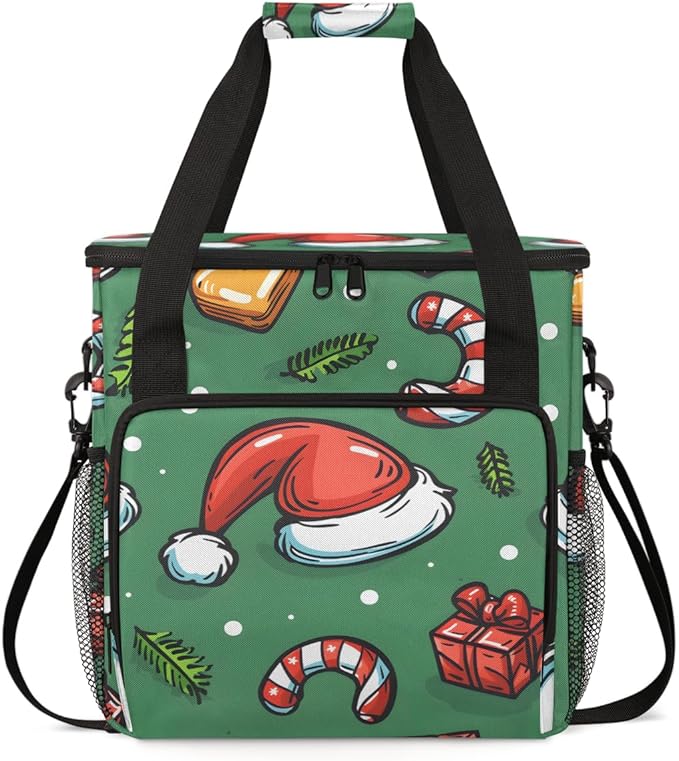 Christmas Hat Coffee Maker Carrying Bag Cute Hat Travel Storage Bag Compatible with K-Mini or K-Mini Plus Single Serve Coffee Brewer Carrying Case with Multiple Pockets &amp Shoulder Strap