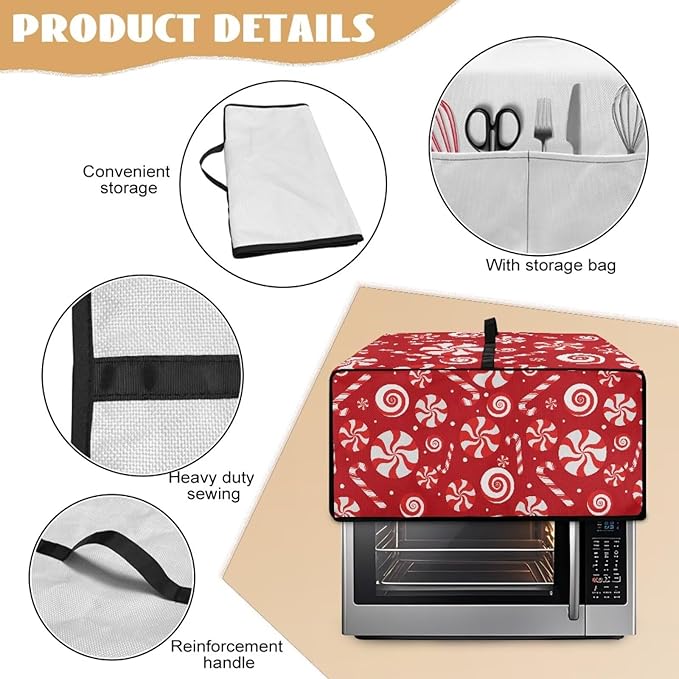 Doojoayie Christmas Candy Toaster Cover 6 Slice Stain Resistant Dust Cover for Bread Machine Small Kitchen Appliance Protector for Bread Making Machine/Air Fryer