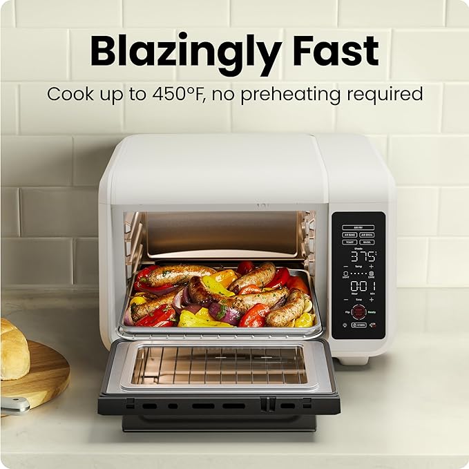 Chefman Air Fryer Toaster Oven Combo Countertop Oven for Quick &amp Healthy Meals Bake Broil Air Fry Toast and Bagel Functions 450°F Max Temp 4 Slice Toaster Oven Air Fryer Combo – Ivory