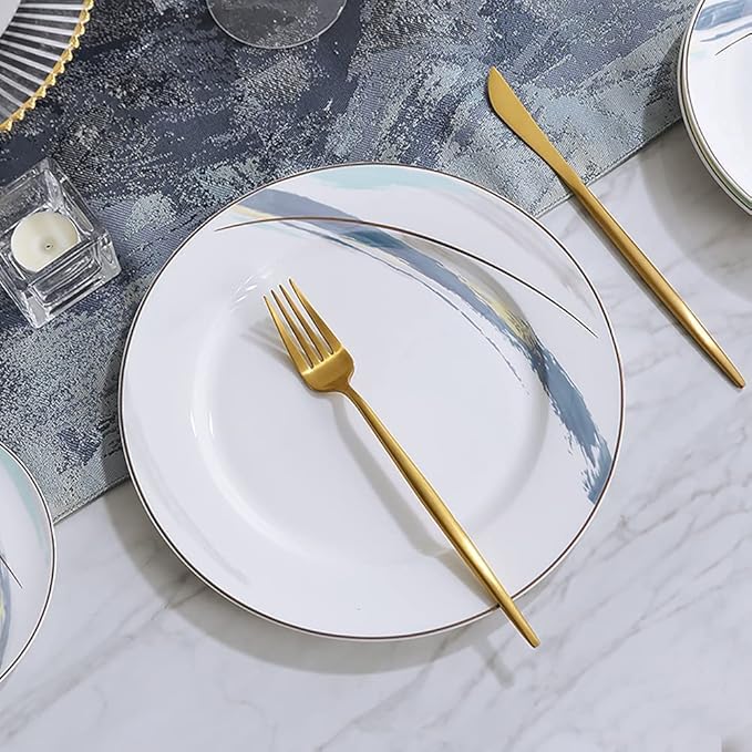 6 People Nordic Style Bone China Dinnerware Set 30 Piece Plate Bowl Set Simple And Elegant Luxury Design Plate Set