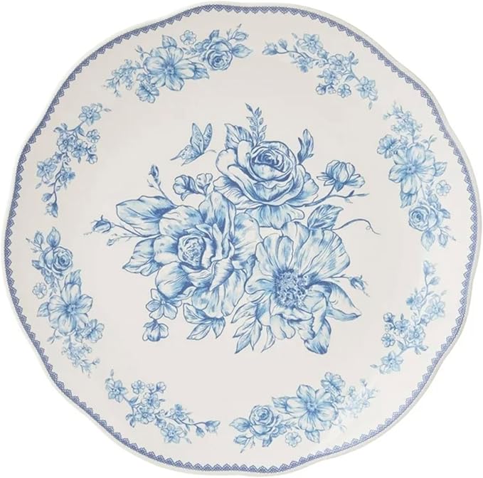 Vintage inspired Agatha Blue 12-Piece Stoneware Dinnerware Set
