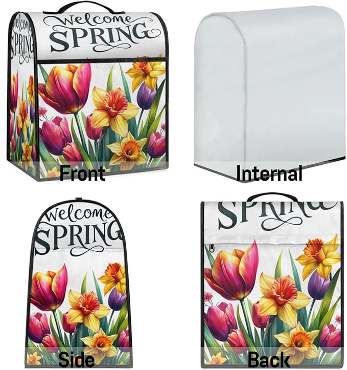 cfpolar Kitchen Aid Mixer Cover Compatible with 6-8 Quarts Spring Yellow Flowers Stand Mixer Cover Kitchen Aid Mixers Accessories Appliance Organizer Bag Dust Covers with Zipper Pocket