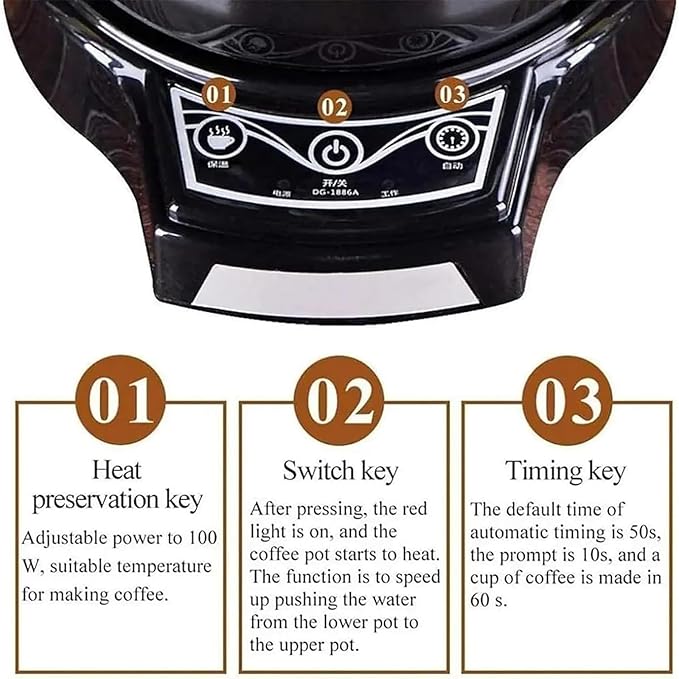 Electric Siphon Coffee Maker Coffee Maker Brewer With Auto Timer &amp 400ml Glass Pot 60s Extraction &amp 2 Power Adjustable Removable Design Vacuum Coffee Machine For Coffee Lover Coffee