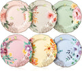 BTaT- Porcelain Floral Plates 8 inch Set of 6 Royal Dessert Plates Appetizer Plates Floral Plates Salad Plates Small Plates Small Plates Set Small Dishes Dinnerware