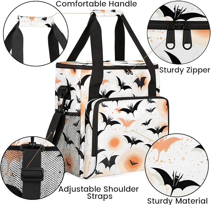 Magical Bat Coffee Maker Carrying Bag Abstract Bat Travel Storage Bag Compatible with K-Mini or K-Mini Plus Single Serve Coffee Brewer Carrying Case with Multiple Pockets &amp Shoulder Strap