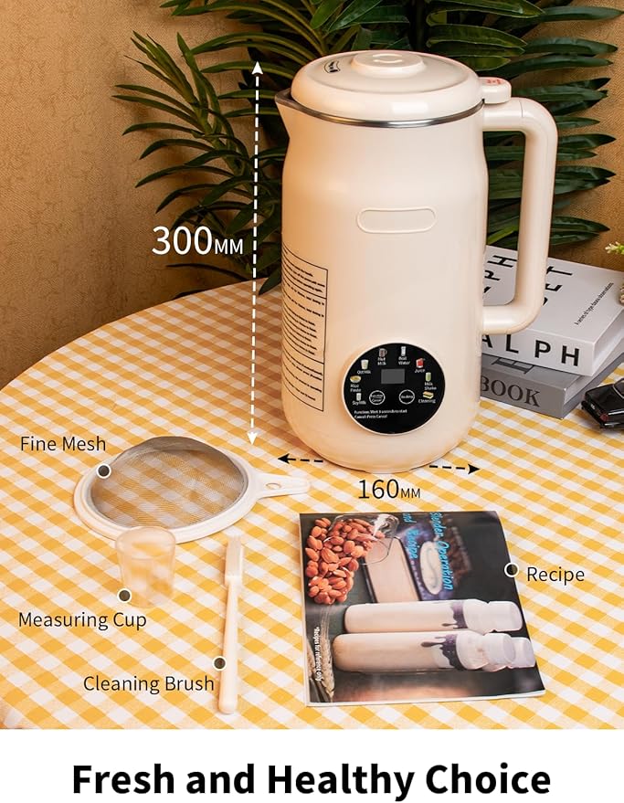 8 in 1 Nut Milk Maker Machine 50oz Automatic Soy Milk Maker with 10 Blades Blender for Plant Based Milk Oat Almond Juice Rice Paste &ampMore with Delay Start Keep Warm Boil Water Self Cleani