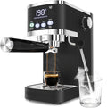 Espresso Machine 20 Bar Temperature Time LED Display Espresso Maker with Adjustable Extraction Temperature Stainless Steel Coffee Machine with Powerful Steam Wand for Cappuccino LatteBlack