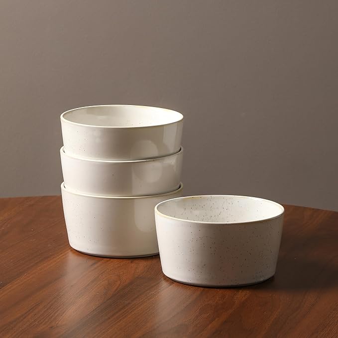 Stone Lain Cairo 12-Piece Dinnerware Set Stoneware Plates and Bowls Set Microwave and Dishwasher Safe Includes Dinner and Salad Plates Cereal Bowls Dish for 4 White Speckled