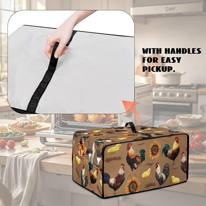 Doojoayie 8 Slice Toaster Oven Covers for Kitchen Counter Sunflower Toaster Cover 22.5x18.5x 13 Small Appliance Dust Protector Kitchen Decoration Gifts for Women