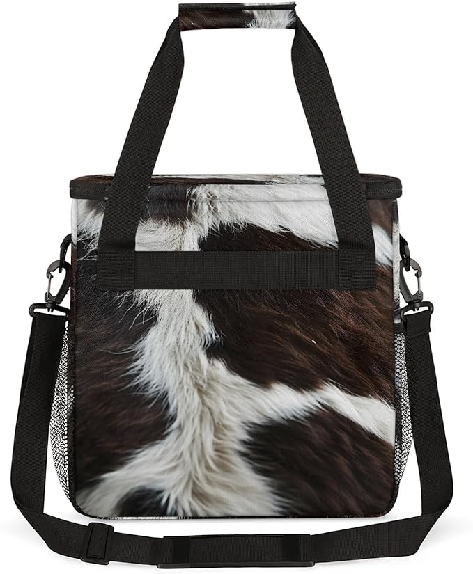 Cow Print Western Animals Coffee Maker Carring Bag Large Insulated Storage Organizer Case Tote Bags with Shoulder Strap for Travel Work Picnic