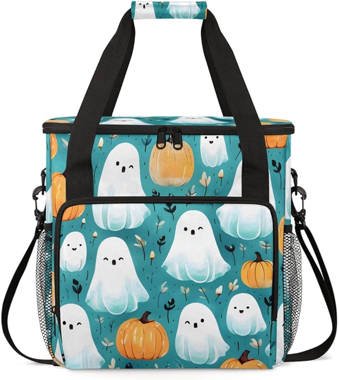 Mystical Halloween Ghosts Coffee Maker Carrying Bag Travel Storage Bag Compatible with K-Mini or K-Mini Plus Single Serve Coffee Brewer Carrying Case with Multiple Pockets &amp Shoulder Strap