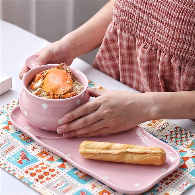 Elegant Ceramic Dinnerware Set with Serving Plates Soup Bowls &amp Cracker Holder - Durable Tableware for Family Meals Entertaining Guests Daily Use