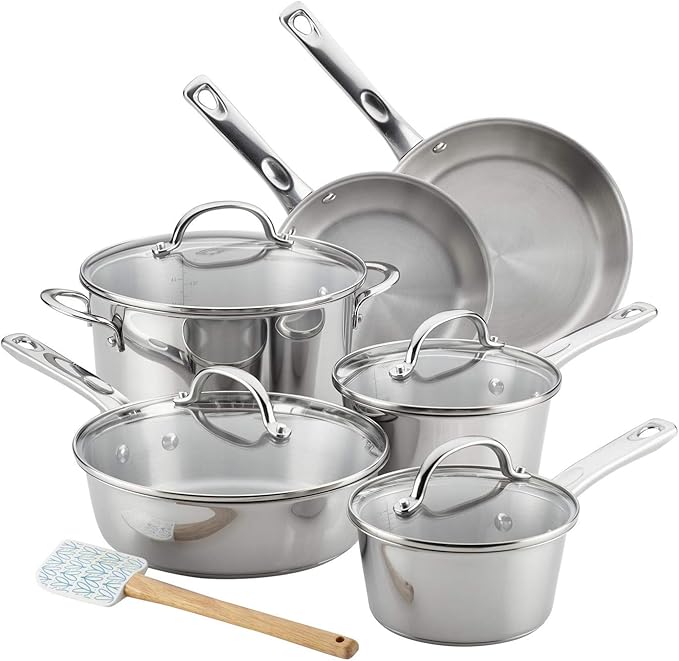 Ayesha Curry Kitchenware 11pc Home Collection Cookware Set (Stainless Steel)