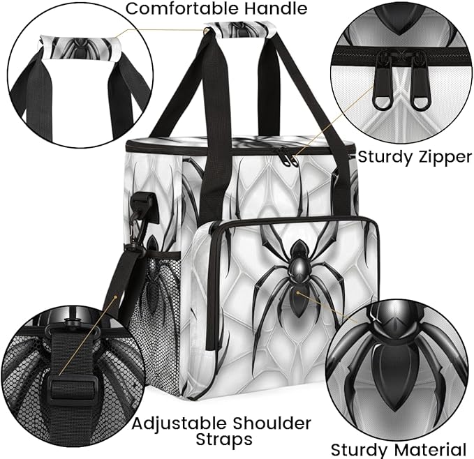 Cartoon Halloween Spiders Coffee Maker Carrying Bag Travel Storage Bag Compatible with K-Mini or K-Mini Plus Single Serve Coffee Brewer Carrying Case with Multiple Pockets &amp Shoulder Strap
