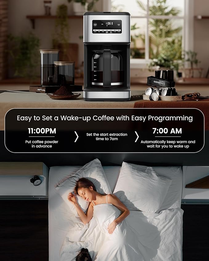 COWSAR 14-Cup Coffee Maker 24-Hour Programmable Coffee Brewer Keep Warm Drip Free Washable Filter Stainless Steel Silver - Commercial Performance