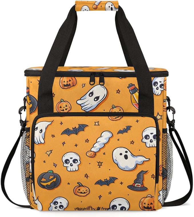 Halloween Pumpkin Coffee Maker Carrying Bag Fantastic Pumpkin Travel Storage Bag Compatible with K-Mini or K-Mini Plus Single Serve Coffee Brewer Carrying Case with Multiple Pockets &amp Shoulder S