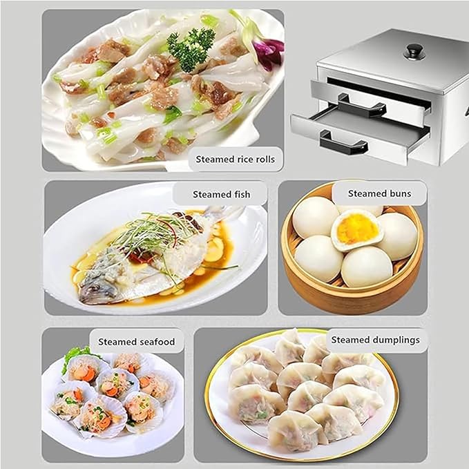 Gas Rice Noodle Roll Machine 304 Stainless Steel Breakfast Rice Noodle Roll Steamer Anti-Scalding Handle Chinese Cooking Recipe Buns and Dumplings Cooker