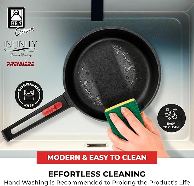BRA COOKWARE Premiere &amp Infinity 6-Piece Nonstick Cookware Set | Cast Aluminum Pots &amp Pans Set w/ 1 Dual Skillet 1 Pot 1 Saucepan 2 Lids | 3-Layer NonStick | All Stovetops | PFOA Free
