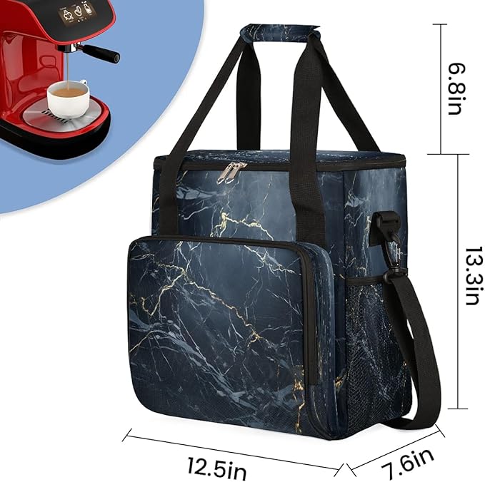 Marble Black Coffee Maker Travel Bag for K-Mini or K-Mini Plus Single Serve Coffee Brewer Portable Storage Tote Case for Tarvel