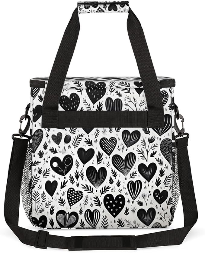 Black heart Grass Coffee Maker Carrying Bag Portable Travel Storage Tote Bag Compatible with K-Mini or K-Mini Plus Single Serve Coffee Brewer Carrying Case with Multiple Pockets &amp Shoulder Strap