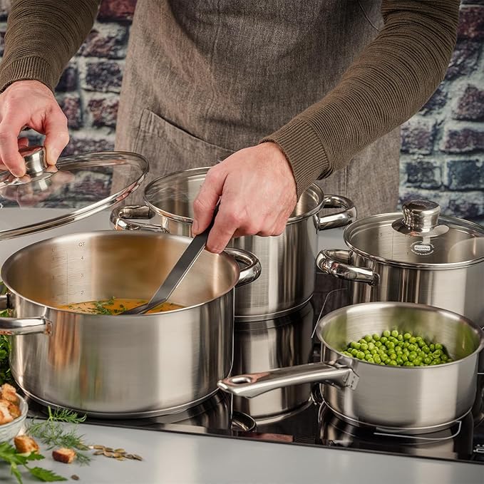 Berndes New Roma 4-Piece Saucepan Set Stainless Steel Suitable for Induction Cookers Pots with Lid