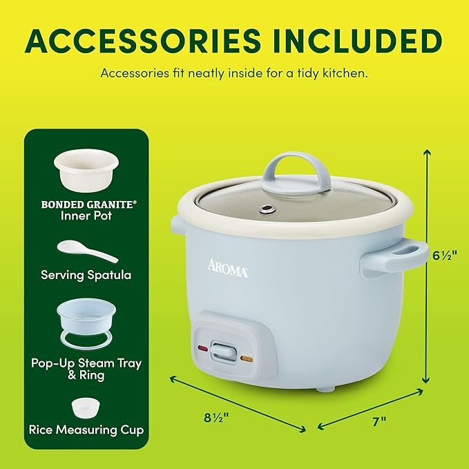 4-Cup Rice Cooker &amp Food Steamer with Nonstick Ceramic &amp Pop-Up Steam Tray (Renewed)