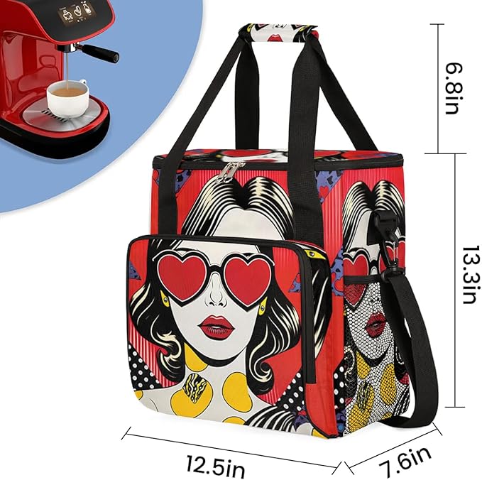 Coffee Maker Carrying Bag Heart Girl Single Cup Coffee Maker Travel Bag Compatible with Keurig K-Mini or K-Mini Plus Portable Storage Bag with Shoulder StrapAZ-190