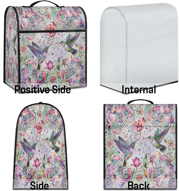cfpolar Kitchen Aid Mixer Cover Compatible with 6-8 Quarts Flower Hummingbird Animal Stand Mixer Cover Kitchen Aid Mixers Accessories Appliance Organizer Bag Dust Covers with Zipper Pocket