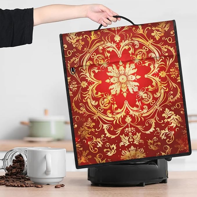 cfpolar Kitchen Aid Mixer Cover Compatible with 6-8 Quarts Mandala Red Flower Boho Stand Mixer Cover Kitchen Aid Mixers Accessories Appliance Organizer Bag Dust Covers with Zipper Pocket