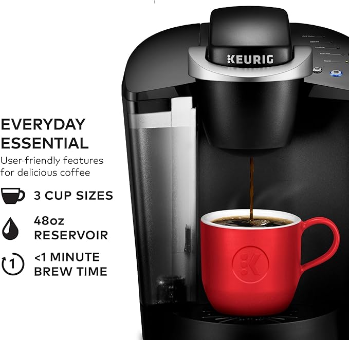 Keurig K-Classic Single Serve K-Cup Pod Coffee Maker with 3 Brew Sizes 48oz Removable Reservoir Black