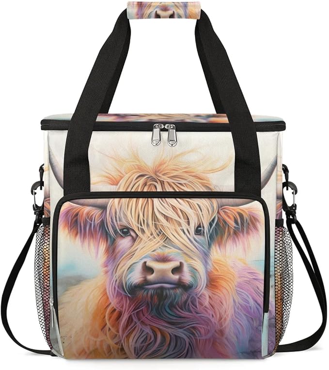 Coffee Maker Carrying Bag Highland Cow Single Cup Coffee Maker Travel Bag Compatible with Keurig K-Mini or K-Mini Plus Portable Storage Bag with Shoulder StrapAZ-196