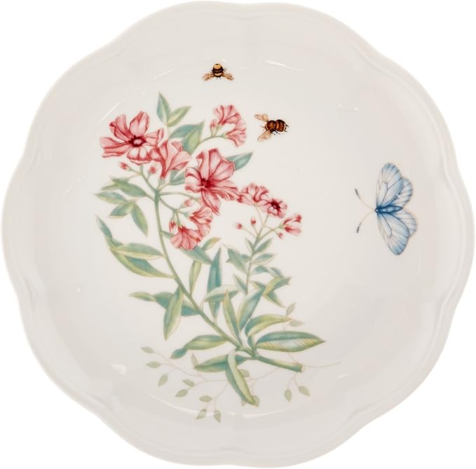 Lenox Dinnerware Set Butterfly Meadow 18-Piece Set Service For 6 White Porcelain Butterfly And Flower Designs Plates And Bowls Sets Dishwasher Safe Home &amp Kitchen (18 Pieces Assorted)