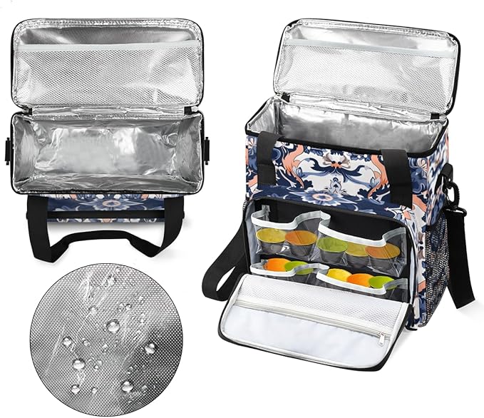 Botanic Flower Coffee Maker Carrying Bag Ethnic Floral Travel Storage Bag Compatible with K-Mini or K-Mini Plus Single Serve Coffee Brewer Carrying Case with Multiple Pockets &amp Shoulder Strap