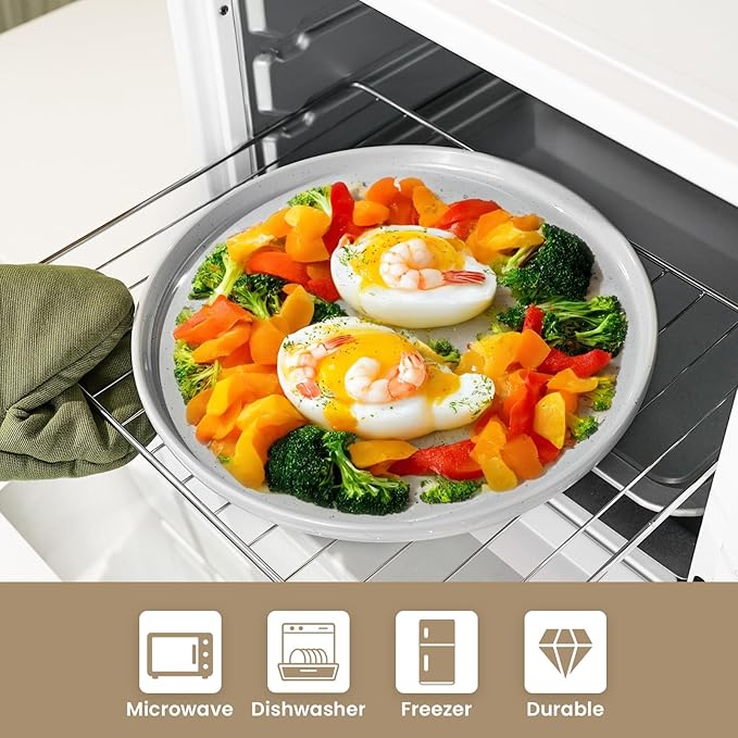 Kitchen Plates and Bowls Set Dinner Set for 4 Handpainted Dinner ware Sets Microwave Safe Plates and Bowls Sets Stone Plate Scratch Resistant (Moonstone)