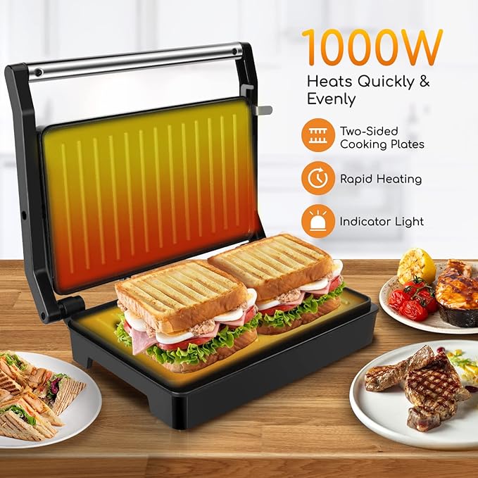 Taylor Swoden 12-Cup Programmable Coffee Maker Drip Coffee Machine and Panini Press Sandwich Maker Aigostar 1000W Sandwich Press Grill