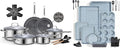 Ammeloo 17 Pcs Nonstick Stainless Steel Cookware Set &amp 22-Piece Baking Pans Set