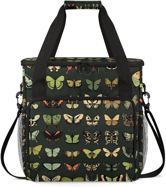 Watercolor Butterfly Coffee Maker Carrying Bag Colorful Butterfly Travel Storage Bag Compatible with K-Mini or K-Mini Plus Single Serve Coffee Brewer Carrying Case with Pockets &amp Shoulder Strap