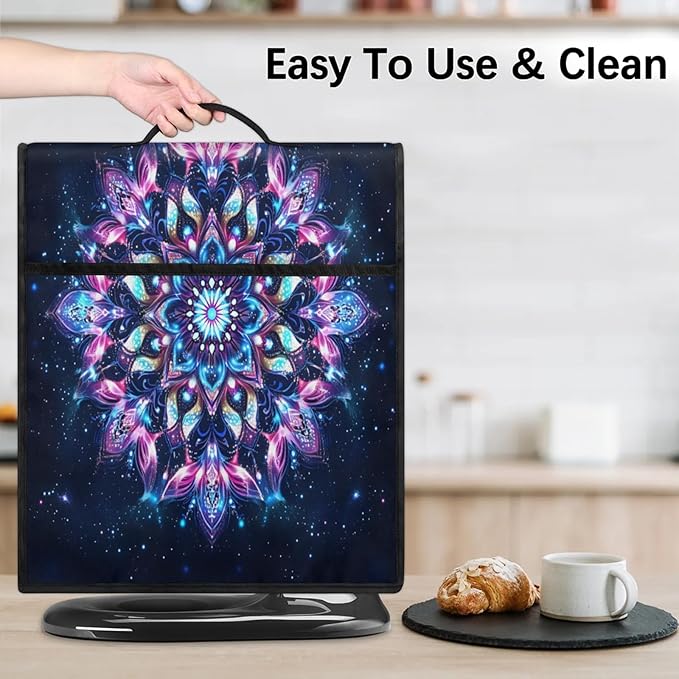 Kitchen Aid Mixer Cover Flowers Ethnic Mandala Purple Stand Mixer Cover Compatible with 6-8 Quarts Stand Mixers Dust Covers with Zipper Pocket Foldable Washable Kitchen Aid Organizer Bag