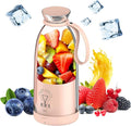 Portable Blender 500ML Personal Blender for Shakes and Smoothies Personal Size Blender Traveling Fruit Veggie Juicer Cup USB Rechargeable with Six Blades for Sports Travel and Outdoors (pink)
