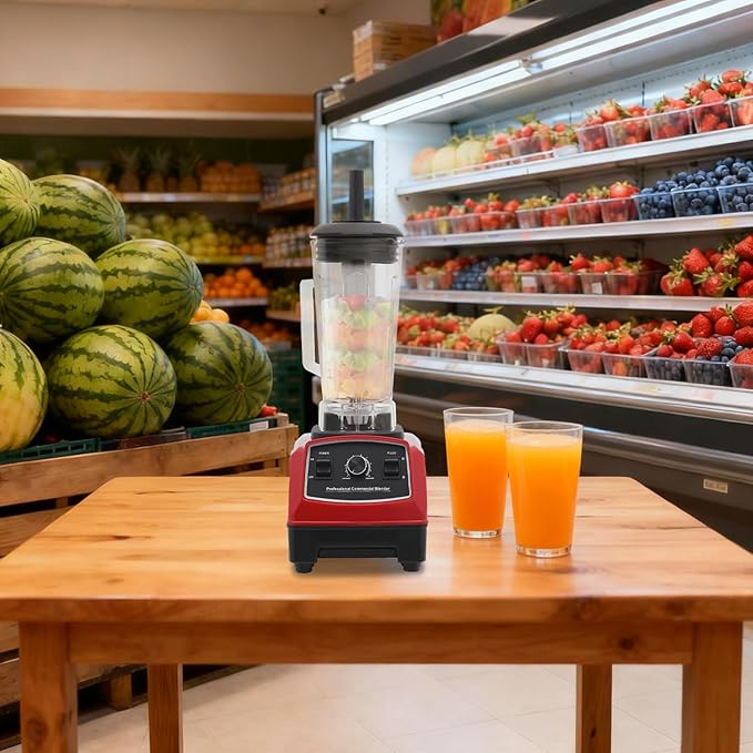 2200W Professional Smoothie Blender2L Large Capacity Commercial Blender With 10-Speed Settings 24000 Rpm High Power Blenders For Restaurant Kitchen (red)
