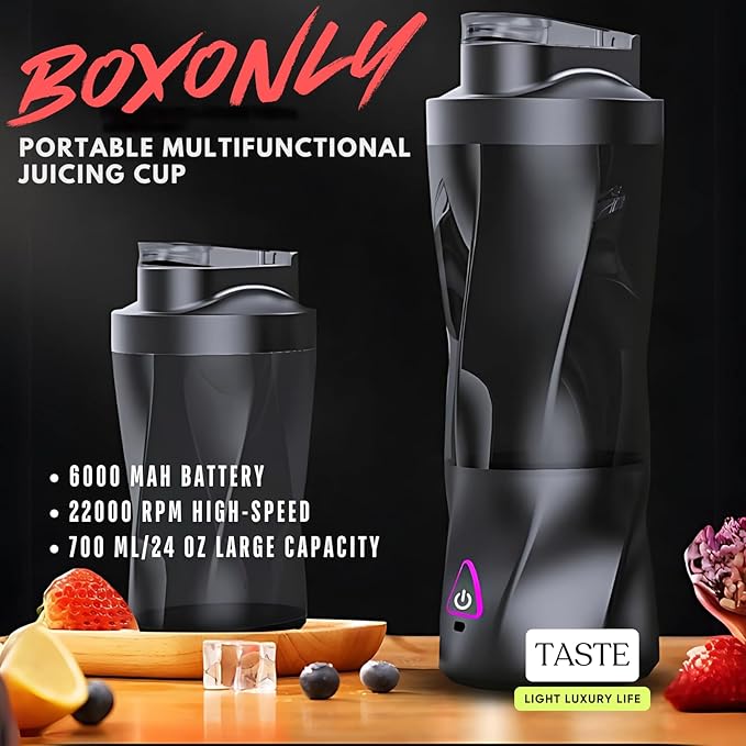 Portable Juicer Blender USB Rechargeable Smoothie Maker with 6 Upgraded Blades and 6000mAh Battery 700ml/24oz Capacity Ideal for Smoothies Protein Shakes Travel and Office (White)