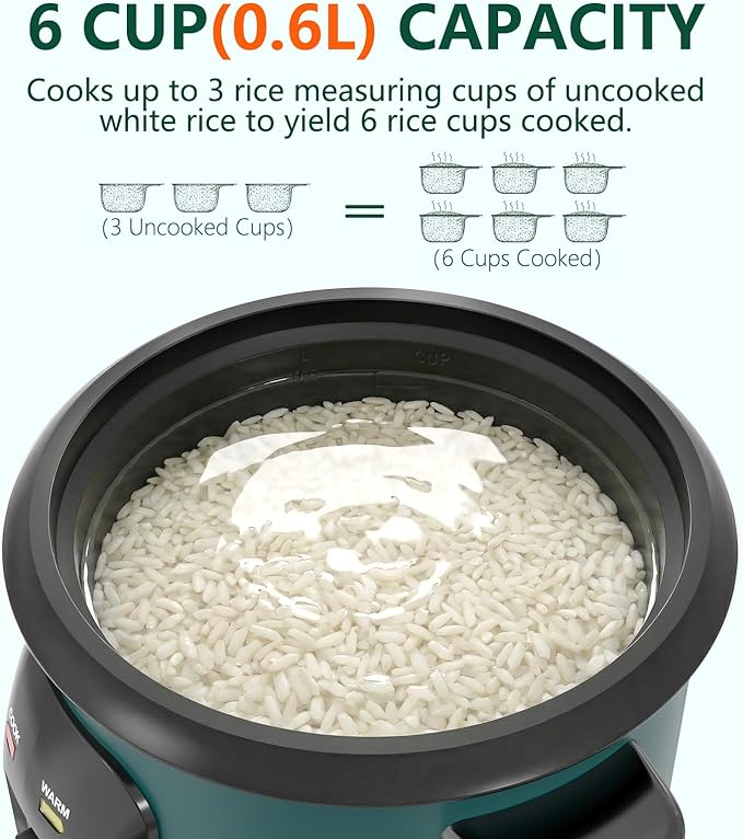 Mini Rice Cooker | 0.6 Liter Multi-functional Rice Cooker Small | Non-Stick Rice Pot | One-button Operation | Automatic Keep Warm | Overheat-proof Design | Suitable for Families of 1-3 People.