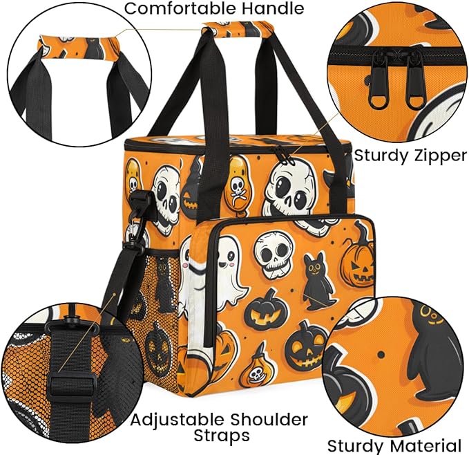 Abstract Pumpkin Coffee Maker Carrying Bag Cartoon Pumpkin Travel Storage Bag Compatible with K-Mini or K-Mini Plus Single Serve Coffee Brewer Carrying Case with Multiple Pockets &amp Shoulder Stra